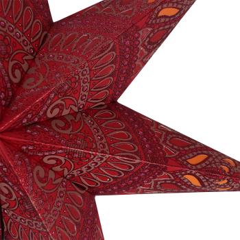 Khidki Rot mit rotem Glitter, 7 Zacken , 60cm